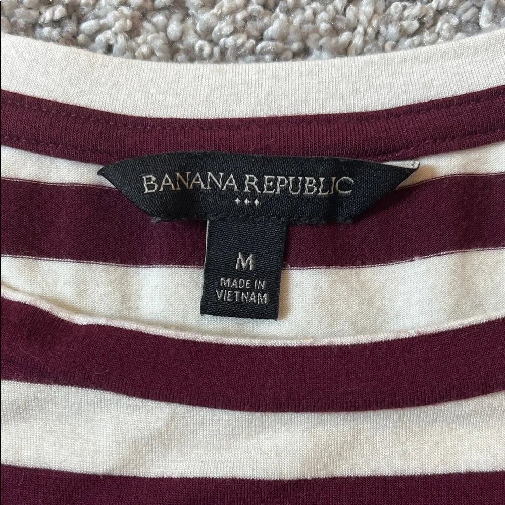 Banana Republic Maroon and White Striped Tank Top - Picture 2 of 5